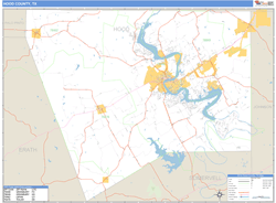 Hood County, TX Zip Code Wall Map