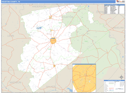 Houston County, TX Zip Code Wall Map