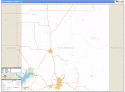 Hutchinson County, TX Zip Code Wall Map