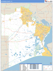 Jefferson County, TX Zip Code Wall Map