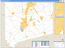 Johnson County, TX Zip Code Wall Map