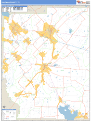 Kaufman County, TX Zip Code Wall Map