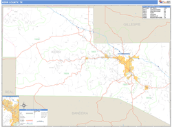 Kerr County, TX Zip Code Wall Map