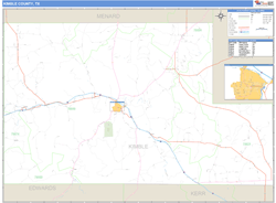 Kimble County, TX Zip Code Wall Map