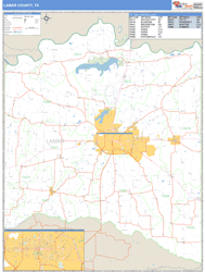 Lamar County, TX Zip Code Wall Map