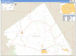 Lampasas County, TX Zip Code Wall Map