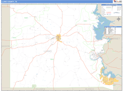 Llano County, TX Zip Code Wall Map