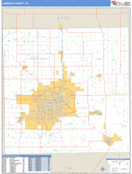 Lubbock County, TX Zip Code Wall Map