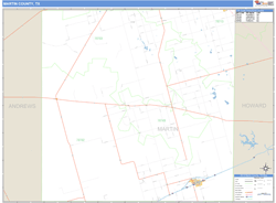 Martin County, TX Zip Code Wall Map