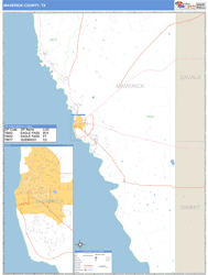 Maverick County, TX Zip Code Wall Map