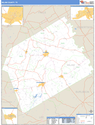 Milam County, TX Wall Map