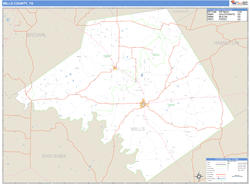 Mills County, TX Zip Code Wall Map