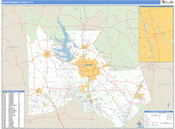 Montgomery County, TX Zip Code Wall Map