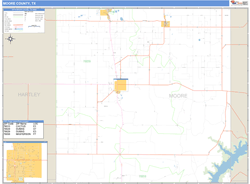 Moore County, TX Zip Code Wall Map