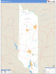 Morris County, TX Zip Code Wall Map