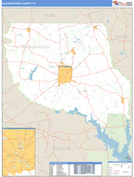 Nacogdoches County, TX Zip Code Wall Map