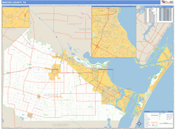 Nueces County, TX Zip Code Wall Map