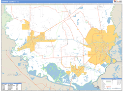 Orange County, TX Zip Code Wall Map