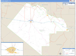 Pecos County, TX Zip Code Wall Map