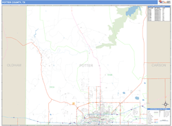 Potter County, TX Zip Code Wall Map