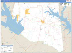 Rains County, TX Zip Code Wall Map