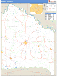 Red River County, TX Zip Code Wall Map