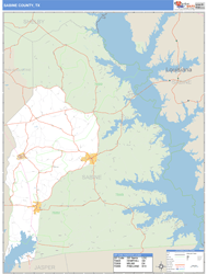 Sabine County, TX Zip Code Wall Map