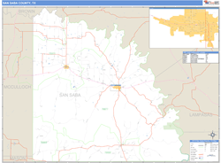 San Saba County, TX Zip Code Wall Map