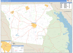 Shelby County, TX Zip Code Wall Map