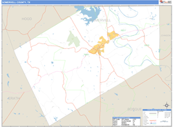 Somervell County, TX Zip Code Wall Map