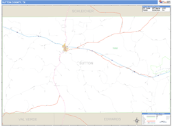 Sutton County, TX Zip Code Wall Map