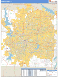 Tarrant County, TX Zip Code Wall Map