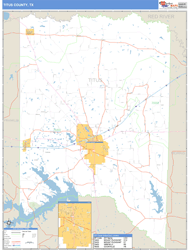 Titus County, TX Zip Code Wall Map