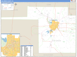 Tom Green County, TX Zip Code Wall Map