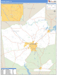 Walker County, TX Zip Code Wall Map