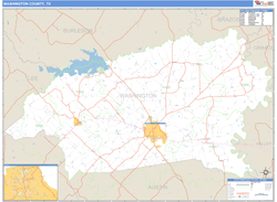 Washington County, TX Zip Code Wall Map