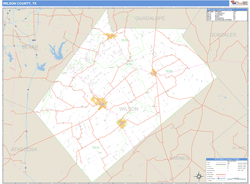 Wilson County, TX Zip Code Wall Map