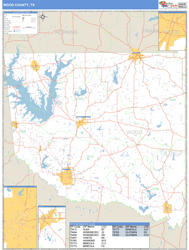 Wood County, TX Zip Code Wall Map