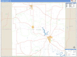 Young County, TX Zip Code Wall Map