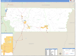 Carbon County, UT Zip Code Wall Map