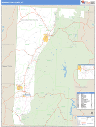 Bennington County, VT Zip Code Wall Map