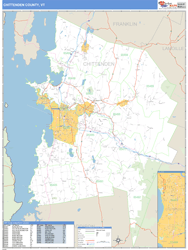 Chittenden County, VT Zip Code Wall Map