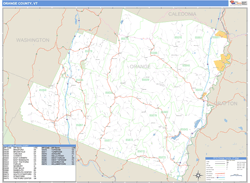 Orange County, VT Zip Code Wall Map