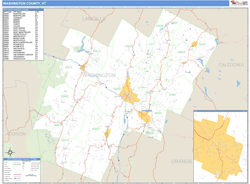 Washington County, VT Zip Code Wall Map