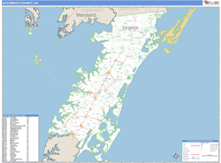 Accomack County, VA Zip Code Wall Map