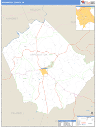 Appomattox County, VA Zip Code Wall Map