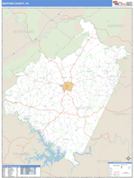 Bedford County, VA Zip Code Wall Map