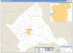 Culpeper County, VA Zip Code Wall Map