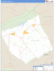 Dickenson County, VA Zip Code Wall Map