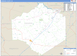 Dinwiddie County, VA Zip Code Wall Map